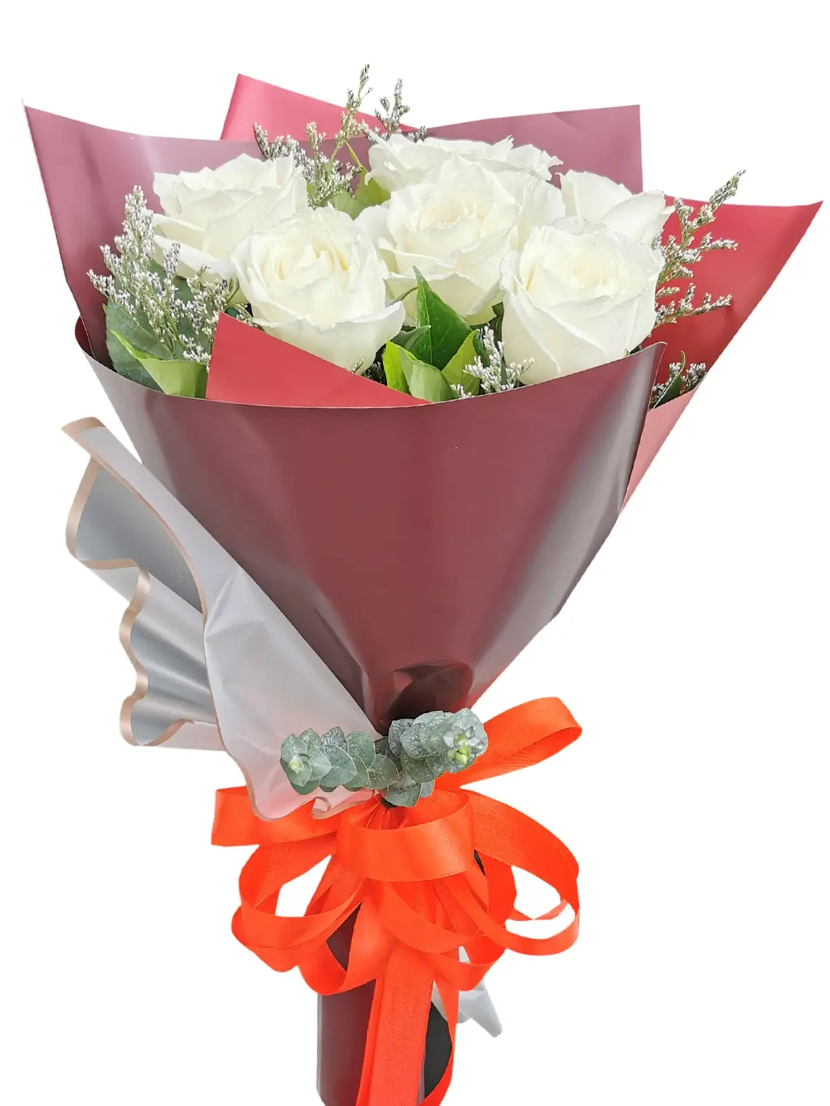 White Rose 6/12 Maroon/White