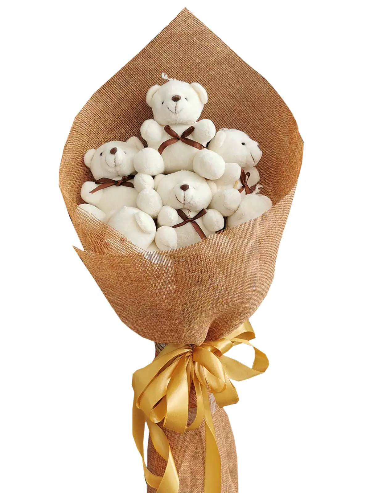 Small White Bears 6 Burlap CH