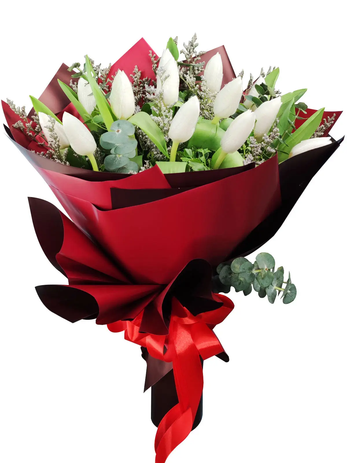 12 Pcs White Tulips