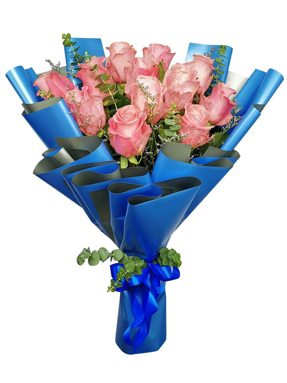 12 Stems Blue Silver
