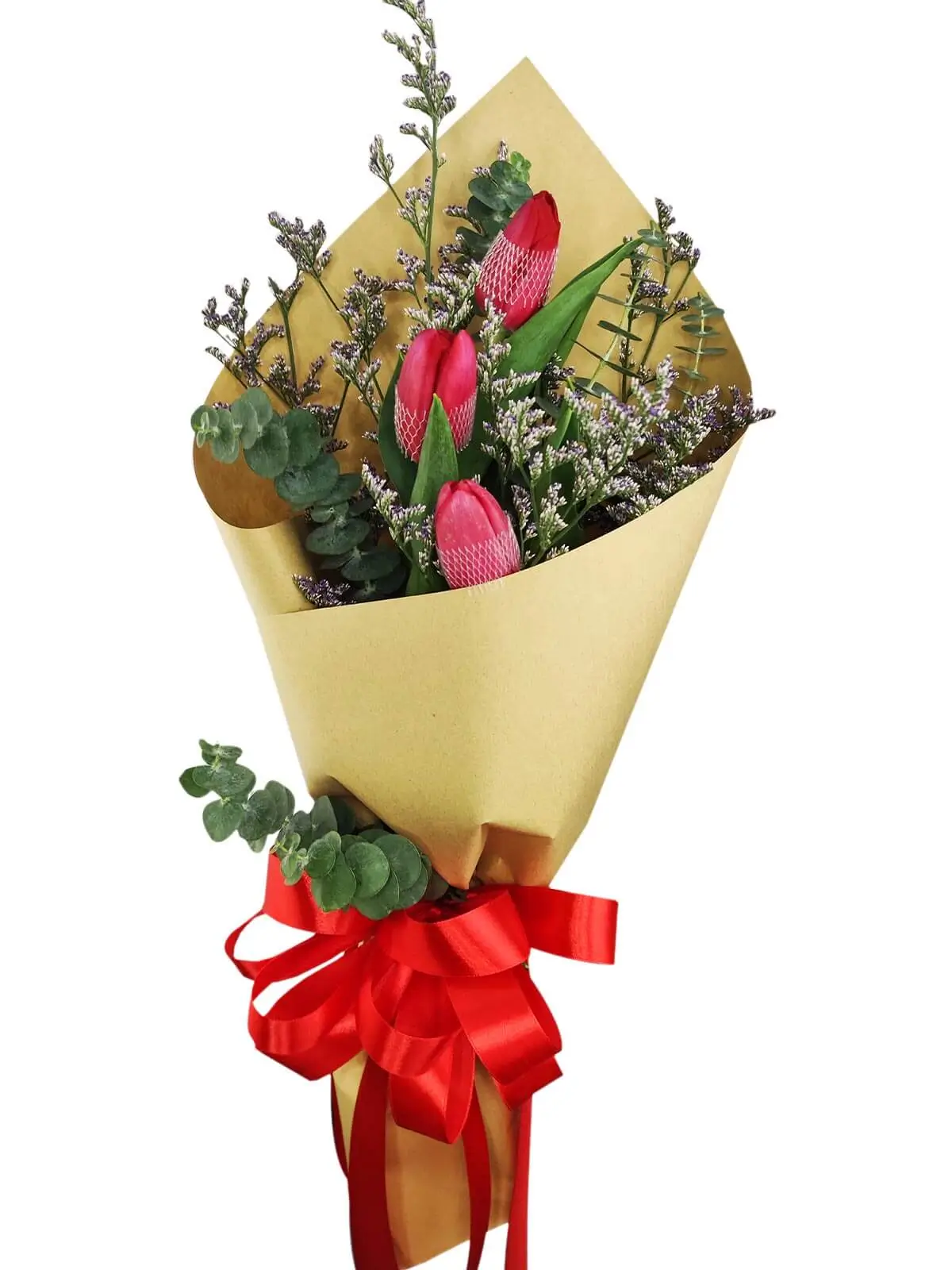 3 red tulips kraft