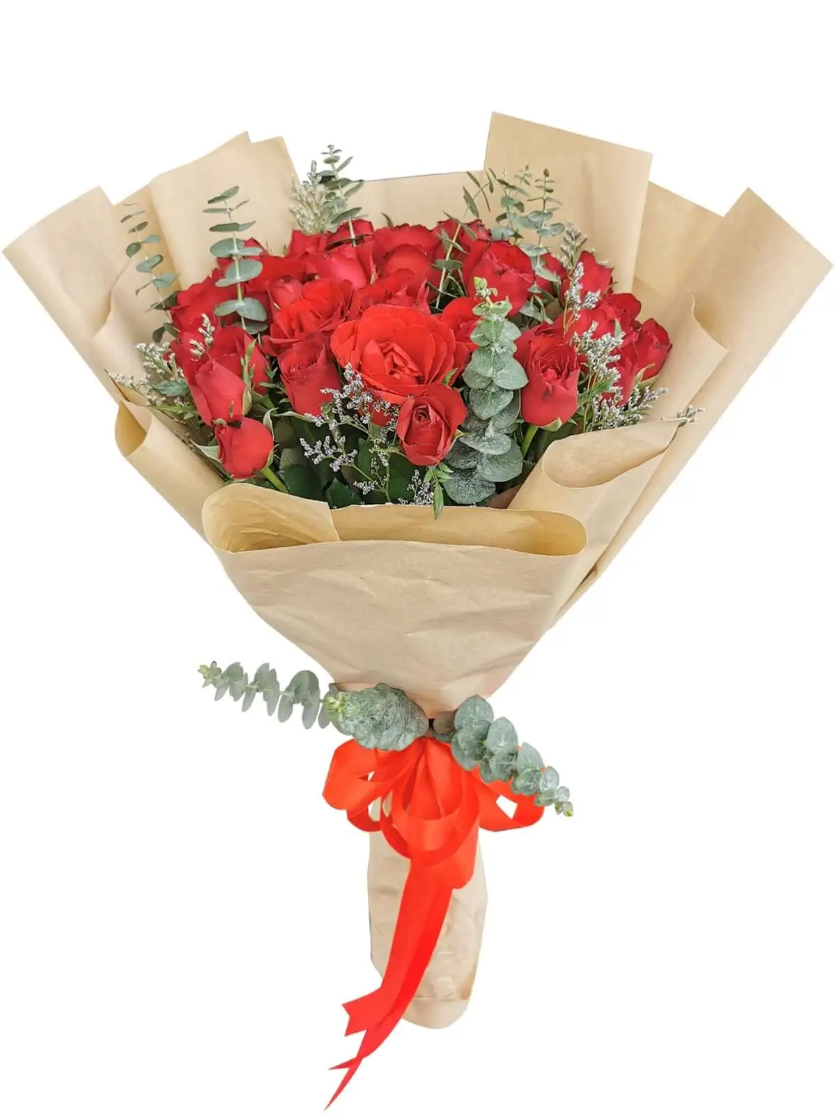 36 pcs red roses, kraft wrapper
