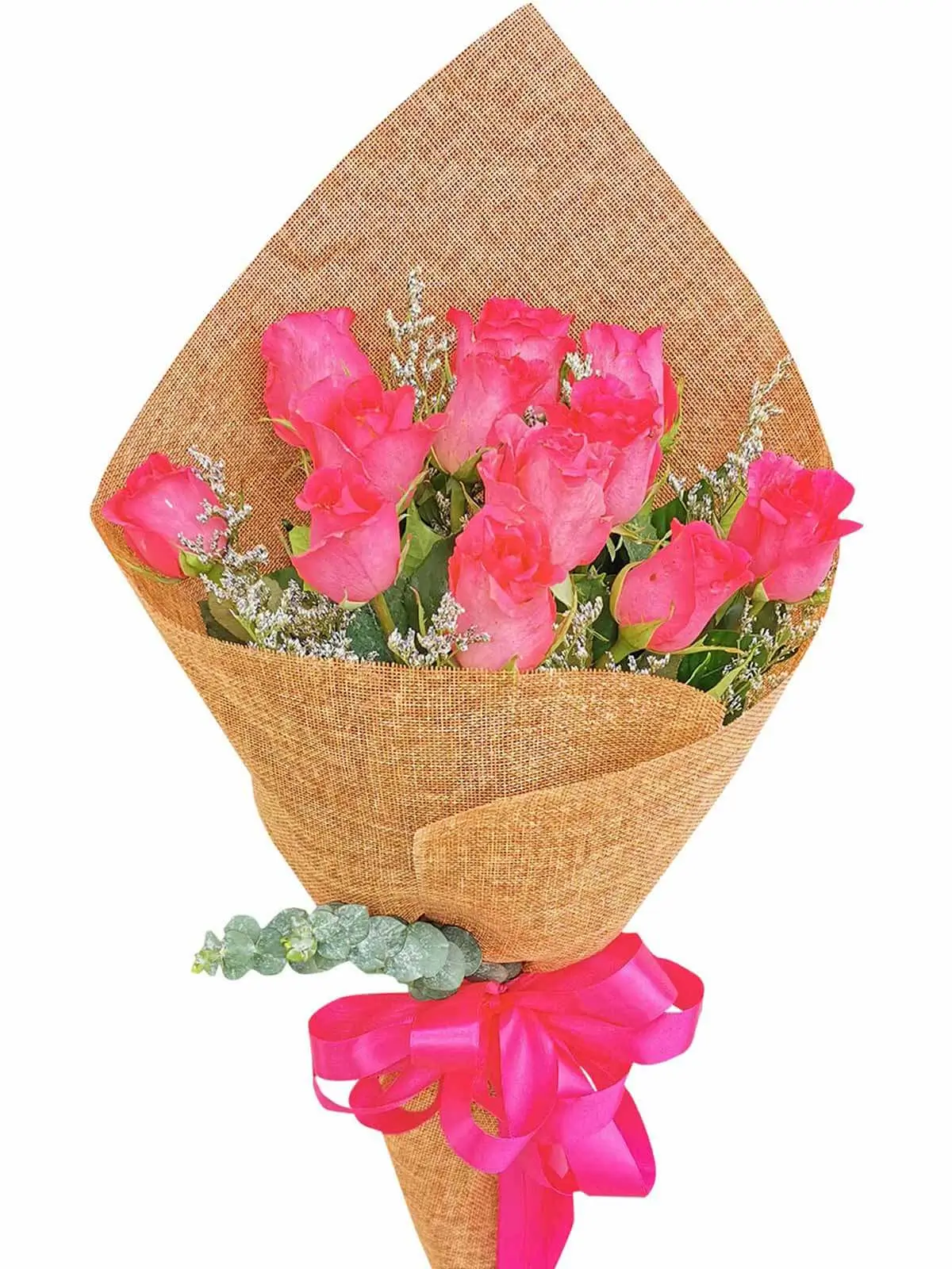 12 pcs pink roses