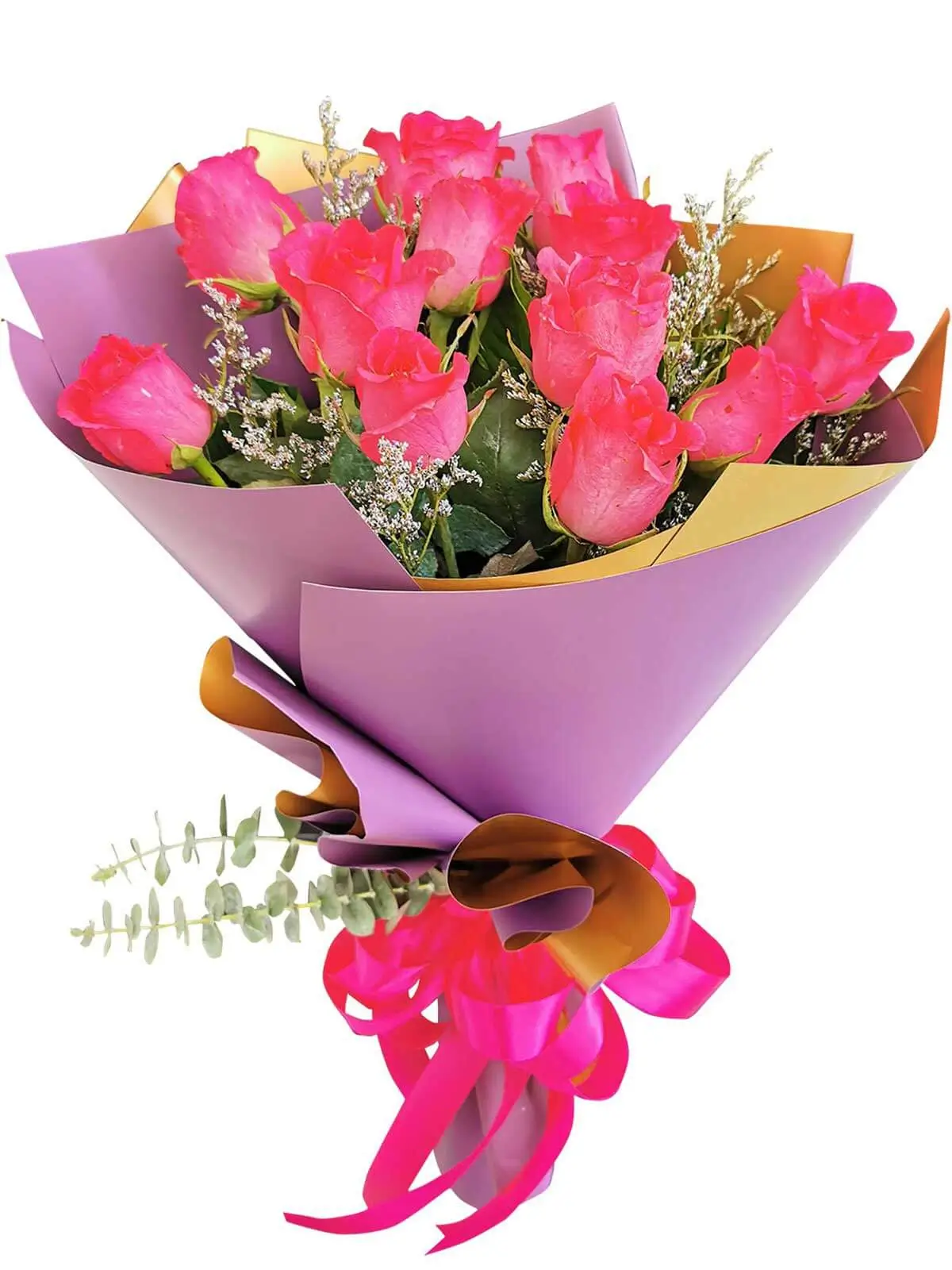 12 pcs pink roses