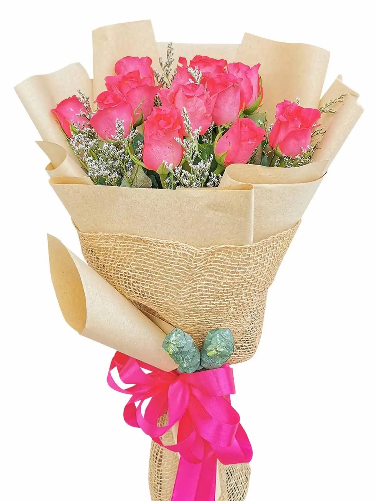 12 pcs pink roses