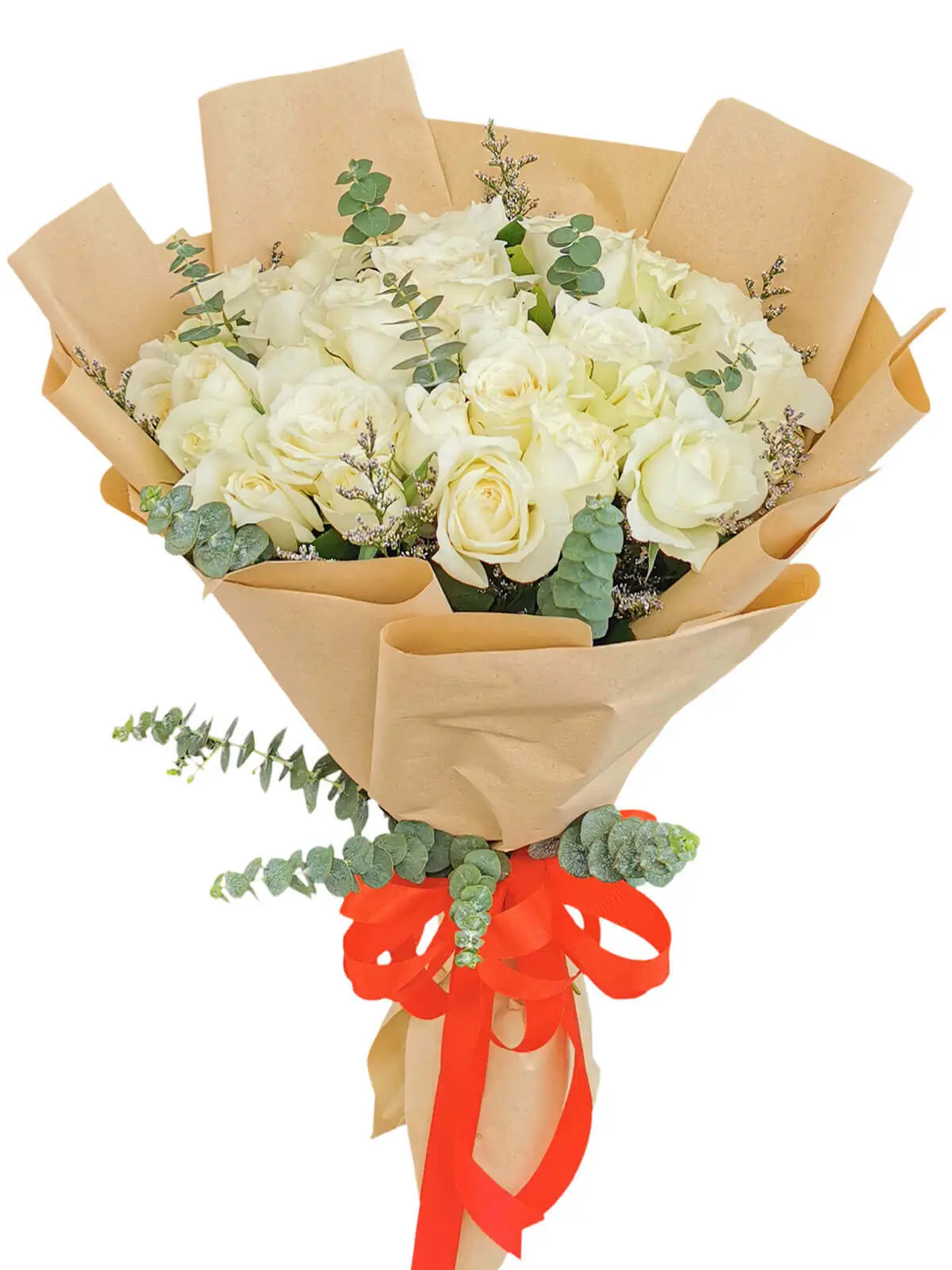 99 pcs white roses, Kraft