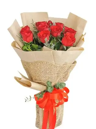 Red Roses 12 Kraft Jute