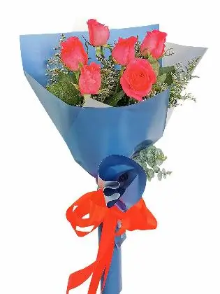 Pink Roses 6 Korean Blue Silver